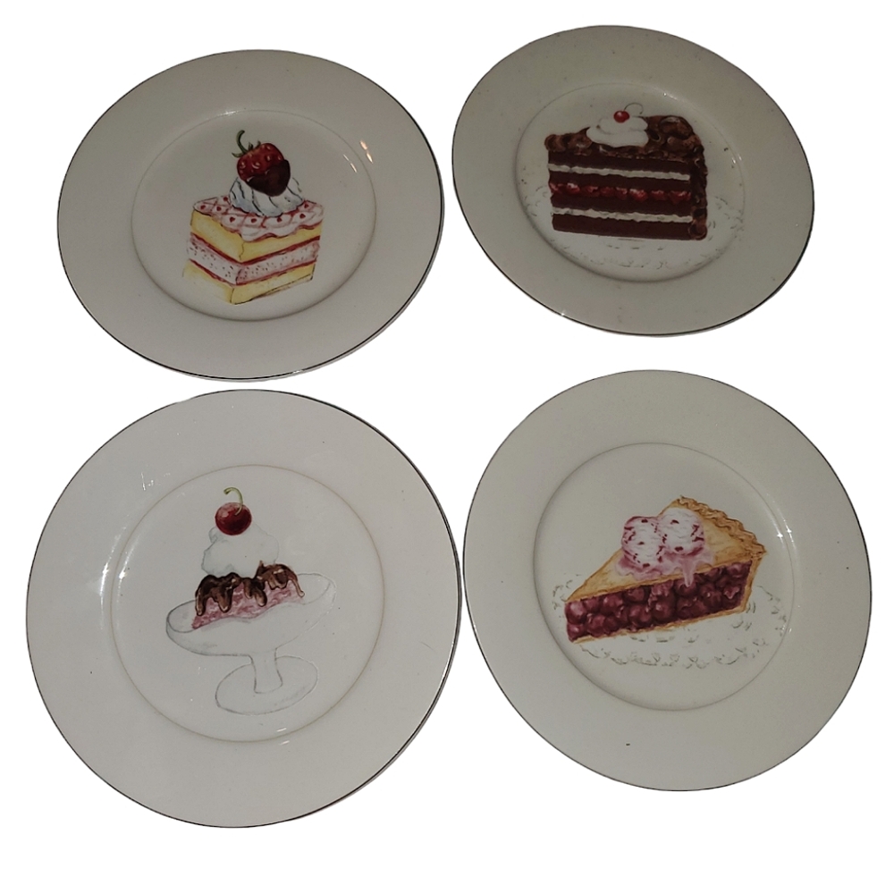 Set of 4 stylesetter dessert themed plates